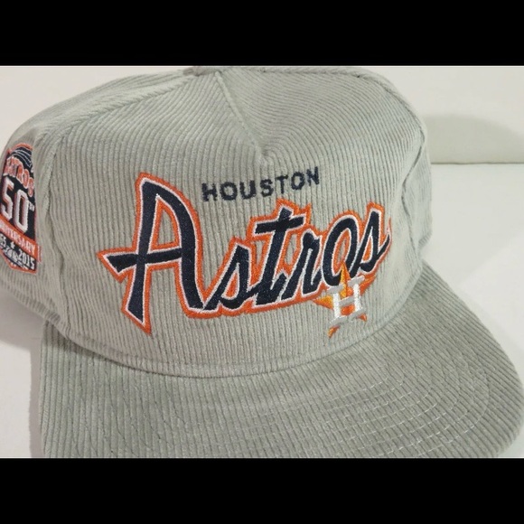 NEW New Era The Golfer Houston Astros Script Corduroy Snapback Hat Grey MLB - Picture 2 of 7